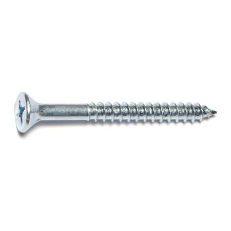 Midwest Fastener Wood Screw, #14, 2-1/2 in, Zinc Plated Steel Flat Head Phillips Drive, 100 PK 02607